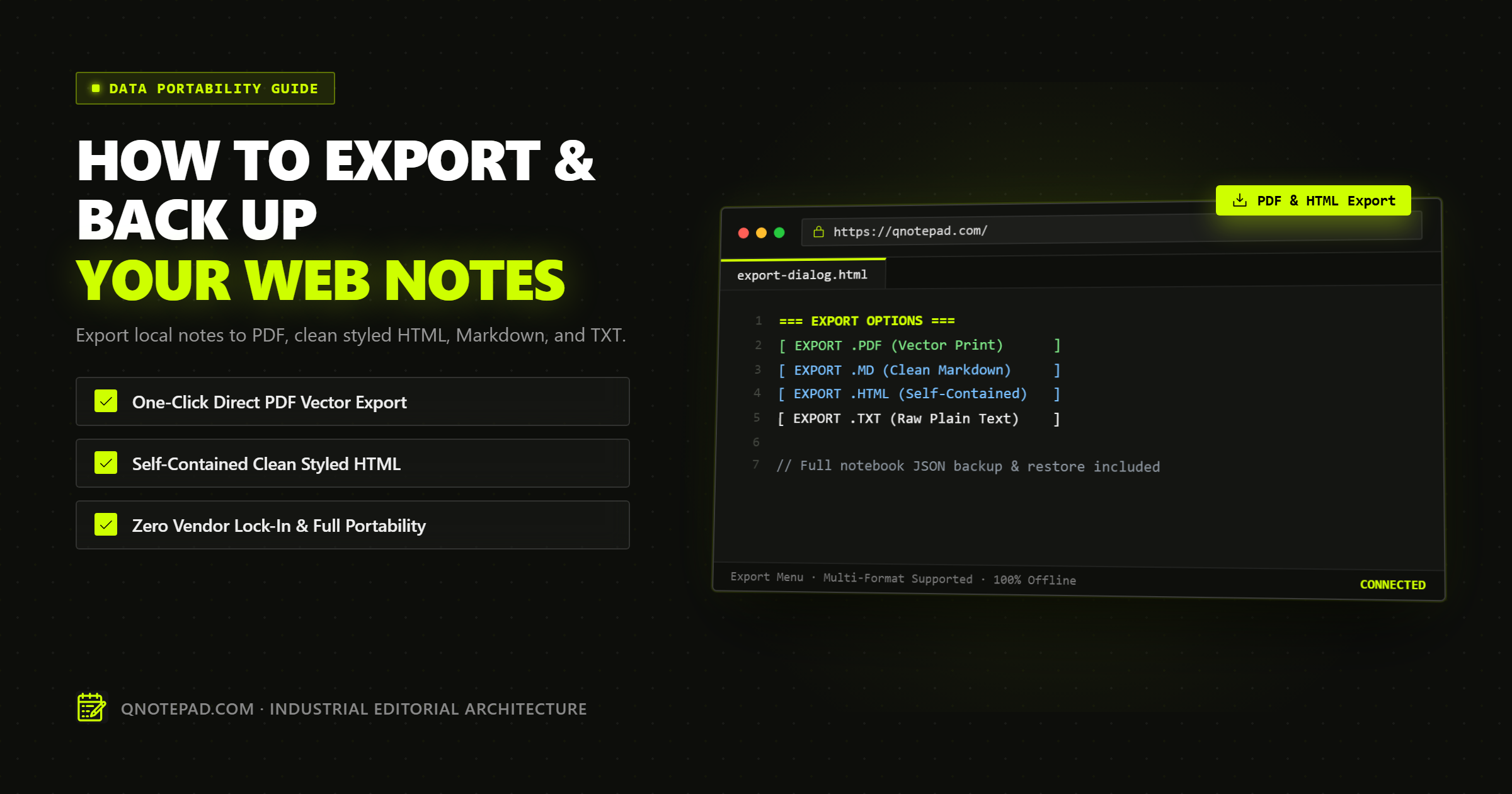 Export and Back Up Web Notes to Markdown, PDF, HTML, and TXT