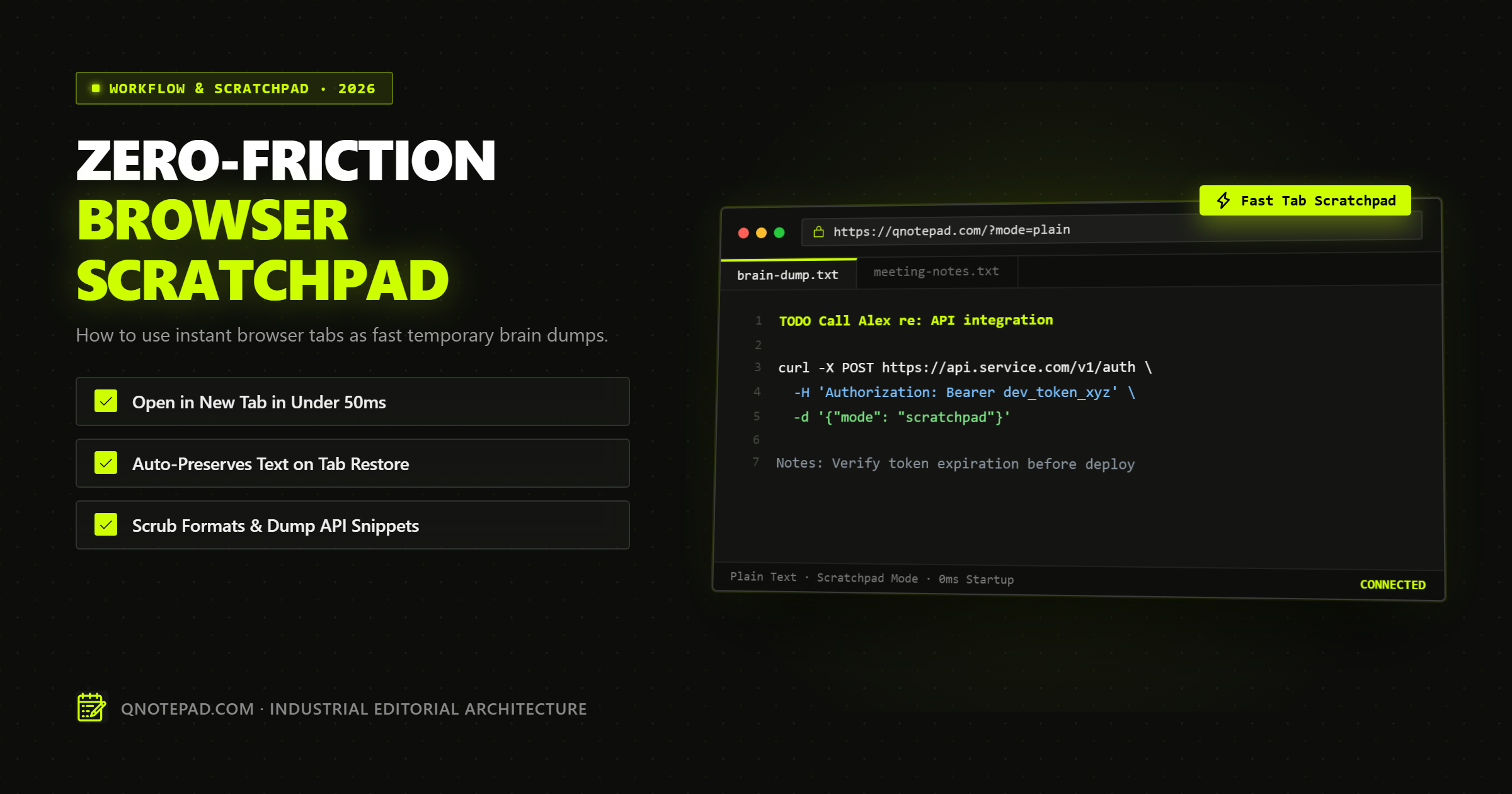 Instant Scratchpad Browser Tabs Workflow for Fast Note Taking